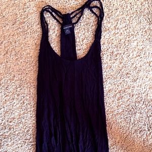 Beaded Strap Black Tank Top